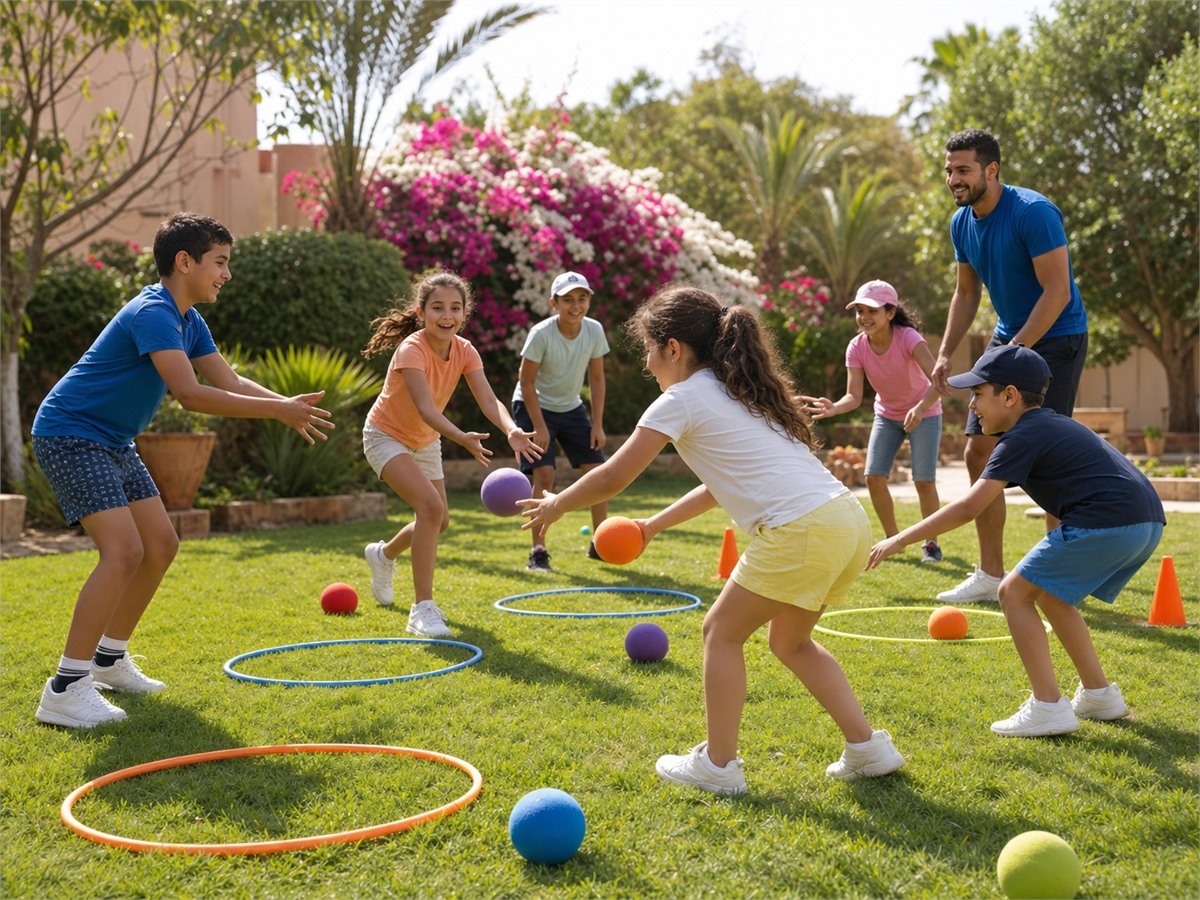 Enfants jouant à des activités ludiques en plein air