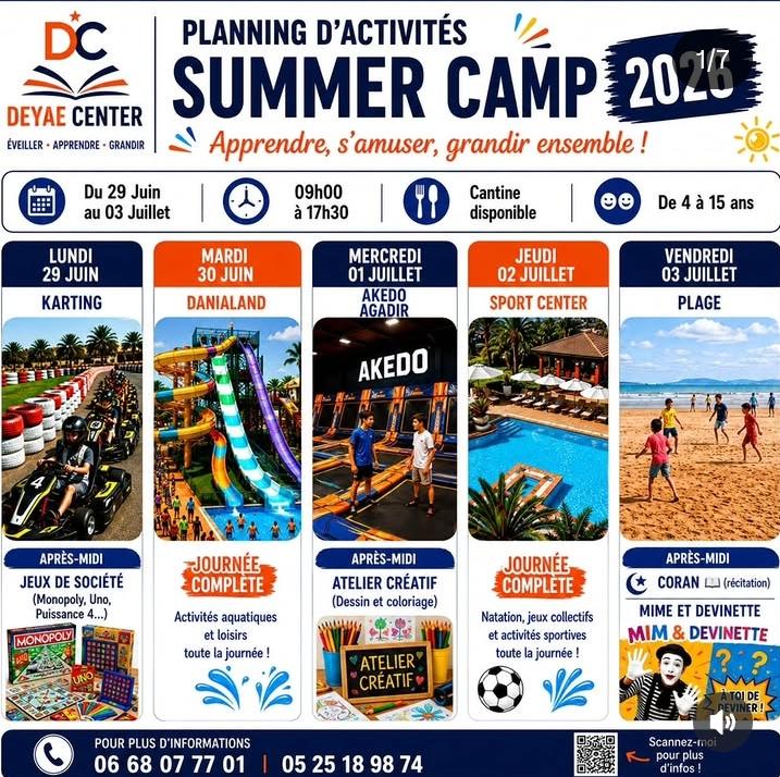 Programme de la semaine 1, du 29 juin au 3 juillet 2026